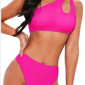 Bikini Set Cutout One Shoulder High Waist